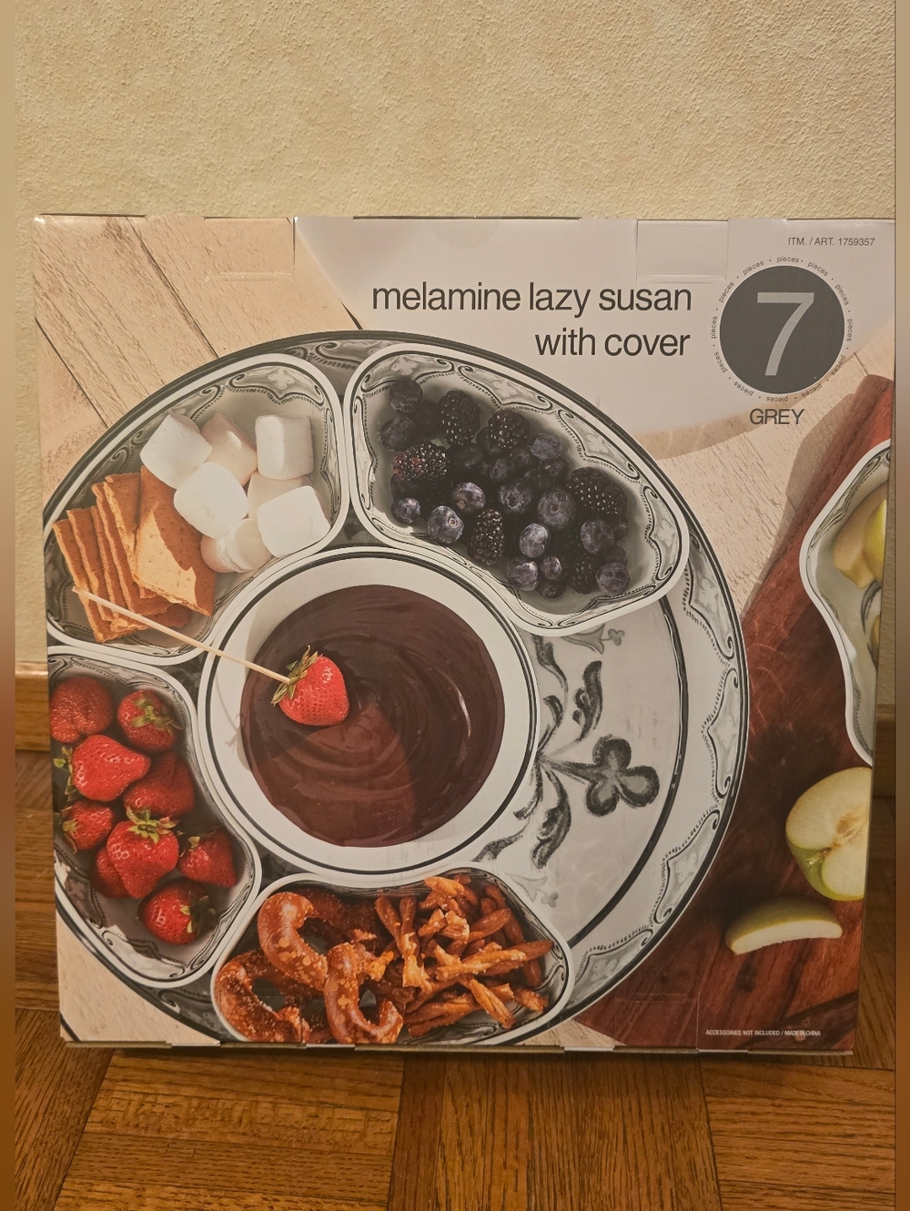 7 Piece Melamine Lazy Susan With Cover Divided Serving Dishes Grey new 2026